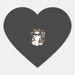 Boo Jee Cute Ghost Halloween Leopard Design_1 Heart Sticker