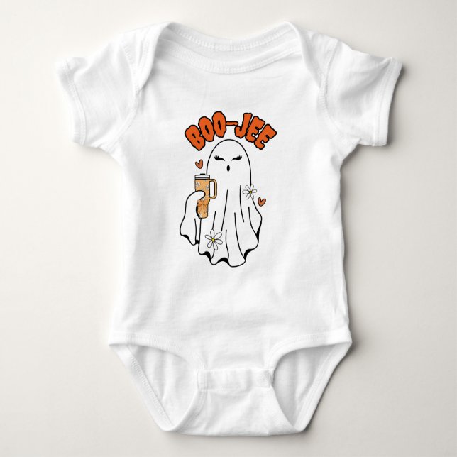 Boo-Jee Cute Halloween Ghost With 40oz Tumbler Baby Bodysuit (Front)