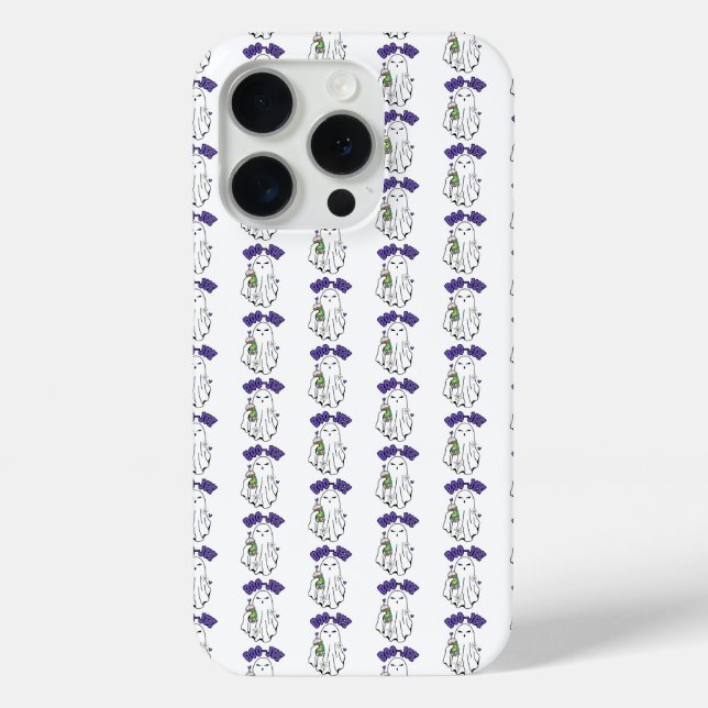 Boo-Jee Cute halloween Ghost with Iced Coffee  Case-Mate iPhone Case (Back)