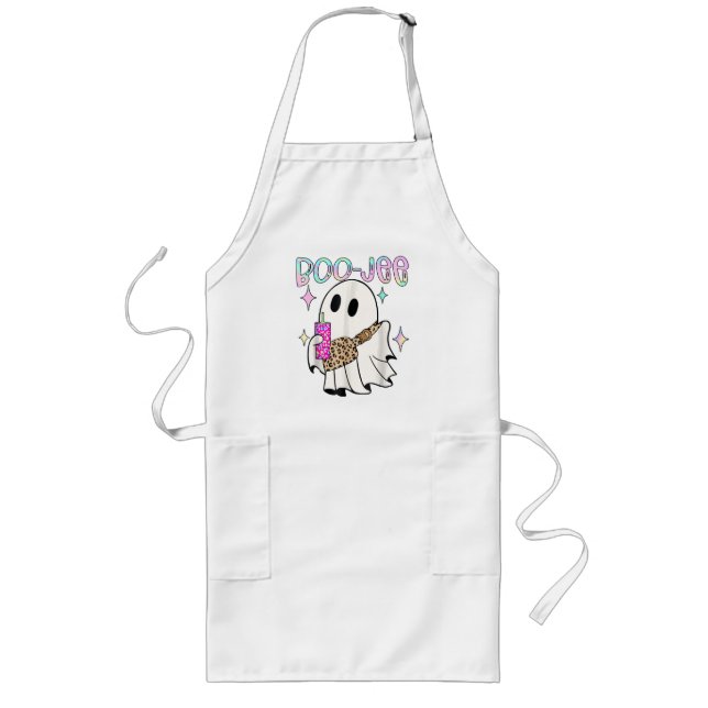 Boo Jee Funny Halloween Ghost Long Apron (Front)