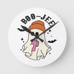 Boo-Jee funny Halloween Tumbler-Inspired Ghost Round Clock