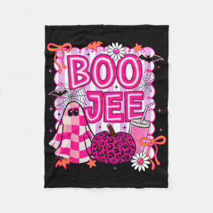 Boo Jee Ghost Coffee Coquette Bow Halloween Girl W Fleece Blanket