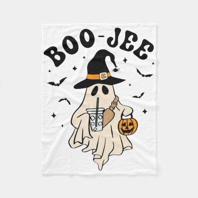 Boo Jee Ghost Cute Funny Halloween  Fleece Blanket (Front)