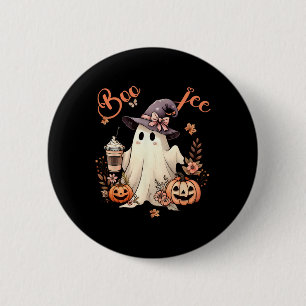 Boo Jee Ghost Drinking Coffee Coquette Bow Hallowe 6 Cm Round Badge