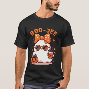 Boo Jee Ghost drinking coffee Spooky Season Hallow T-Shirt
