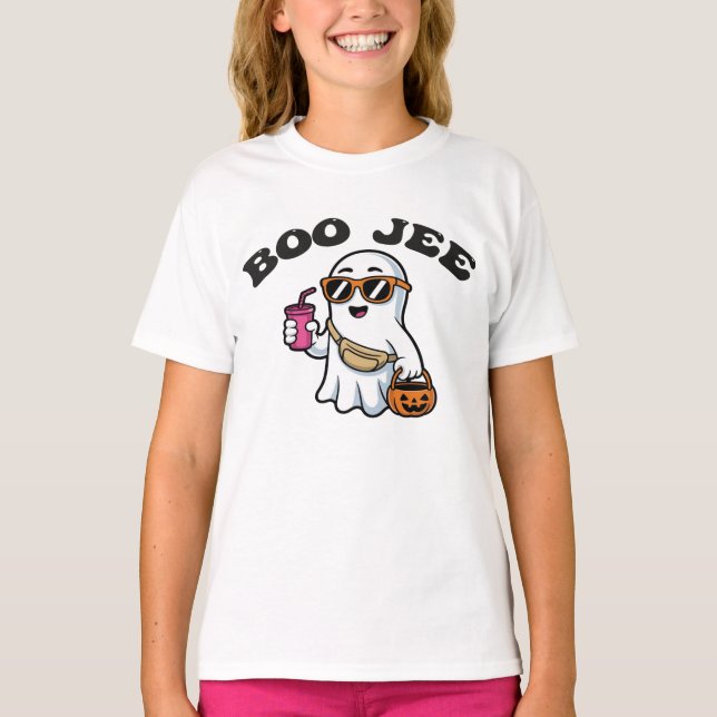BOO-JEE Ghost – Funny Boujee Halloween Design T-Shirt (Front)