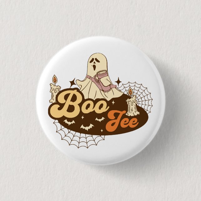 Boo-Jee Ghost Halloween funny 3 Cm Round Badge (Front)