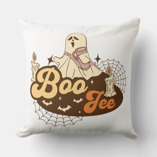 Boo-Jee Ghost Halloween funny Cushion (Front)