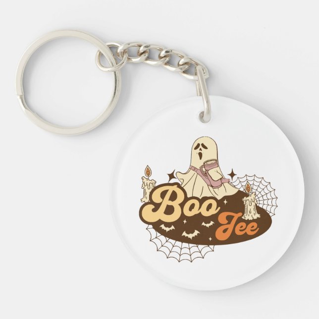 Boo-Jee Ghost Halloween funny Key Ring (Front)