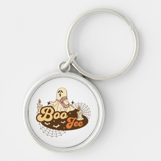 Boo-Jee Ghost Halloween funny Key Ring (Front)