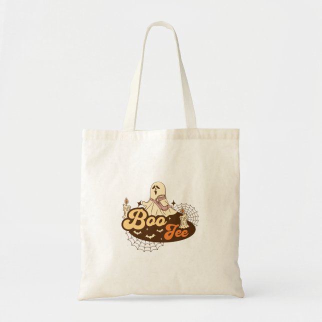 Boo-Jee Ghost Halloween funny Tote Bag (Front)