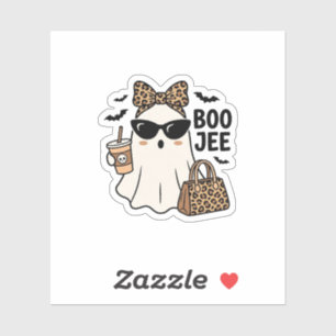 Boo Jee Ghost Halloween Leopard Bow Vector Design_