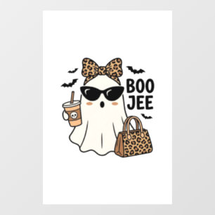 Boo Jee Ghost Halloween Leopard Bow Vector Design_