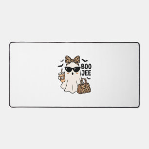 Boo Jee Ghost Halloween Leopard Bow Vector Design_ Desk Mat