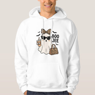 Boo Jee Ghost Halloween Leopard Bow Vector Design_ Hoodie