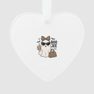 Boo Jee Ghost Halloween Leopard Bow Vector Design_ Ornament