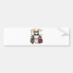 Boo-JEE Ghost Leopard Coquette Halloween Bumper Sticker