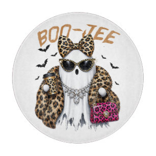 Boo-JEE Ghost Leopard Coquette Halloween Cutting Board