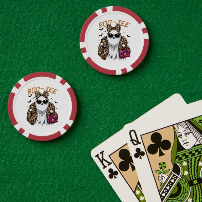 Boo-JEE Ghost Leopard Coquette Halloween Poker Chips (Poker Table (Double))
