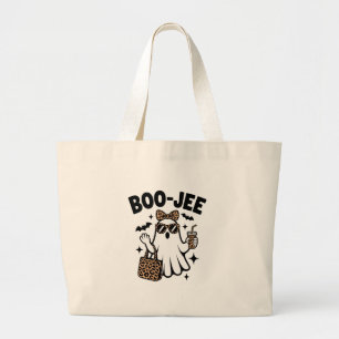 BOO-JEE Ghost – Stylish Halloween Diva Design Large Tote Bag