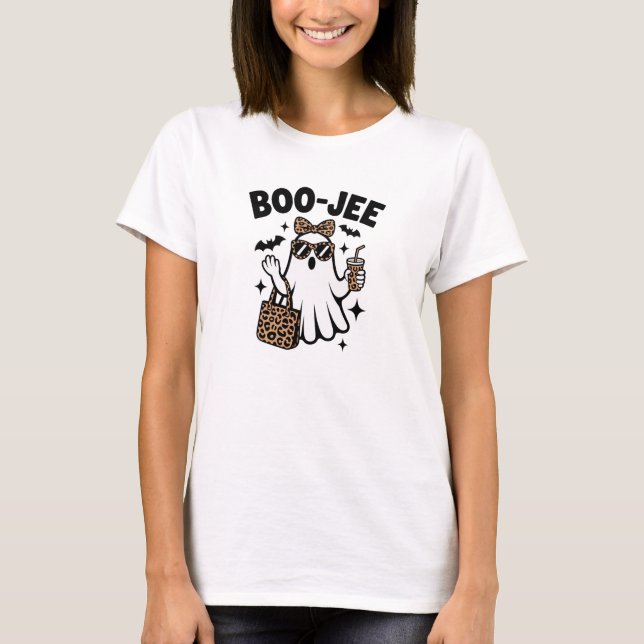 BOO-JEE Ghost – Stylish Halloween Diva Design T-Shirt (Front)