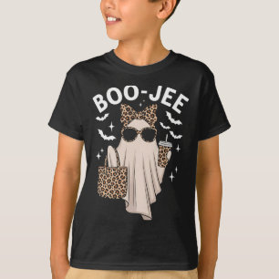 Boo Jee Ghost With Coffee Coquette Bow Halloween W T-Shirt