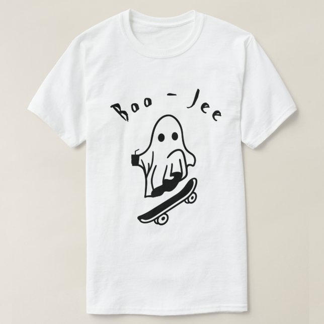 Boo Jee Halloween Ghost Cool Skating Spooky draw T-Shirt (Design Front)
