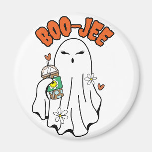 Boo-Jee Halloween Ghost with Iced Coffee in hand Magnet