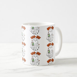 Boo-Jee Halloween Ghost with Iced Coffee in hand Mug