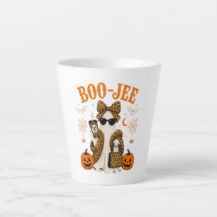 Boo JEE Leopard Ghost Halloween Cute Spooky Latte Mug