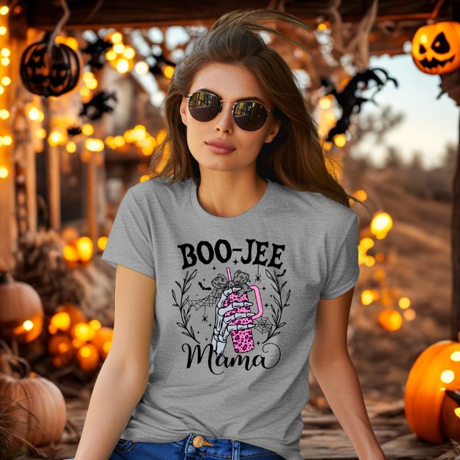 Boo-Jee Mama Skeleton Holding Cute Mug Halloween T-Shirt (Creator Uploaded)