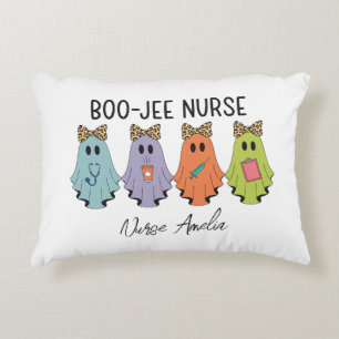 Boo-Jee Nurse Halloween Ghost Personalised Name Decorative Cushion
