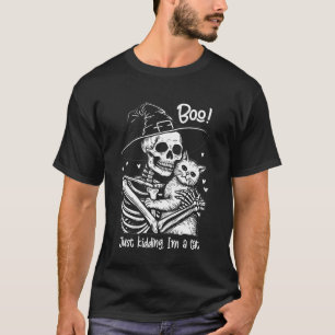 Boo! Just Kidding, I'm a Cat Lovers Halloween Skel T-Shirt