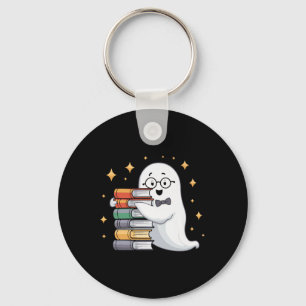 Boo-k Lover Halloween Ghost Teacher Book Stack Men Key Ring