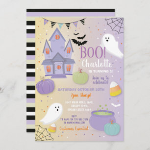 Boo Kids Halloween Purple Fun Party Ghosts Invitation