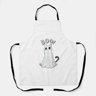 Boo Kitty Cute Ghost Cat Halloween Spooky Kitten  Apron