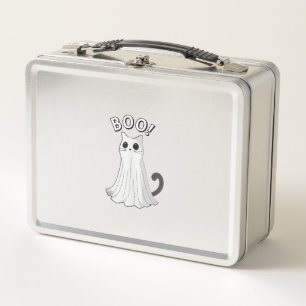 Boo Kitty Cute Ghost Cat Halloween Spooky Kitten  Metal Lunch Box
