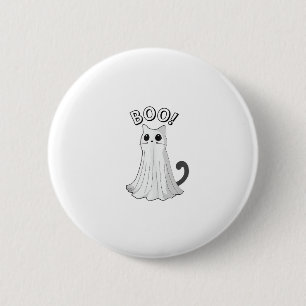 Boo Kitty Cute Ghost Cat Halloween Spooky Kitten T 6 Cm Round Badge