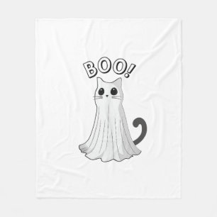 Boo Kitty Cute Ghost Cat Halloween Spooky Kitten T Fleece Blanket