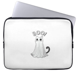 Boo Kitty Cute Ghost Cat Halloween Spooky Kitten T Laptop Sleeve