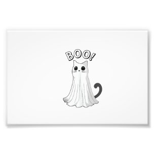 Boo Kitty Cute Ghost Cat Halloween Spooky Kitten T Photo Print
