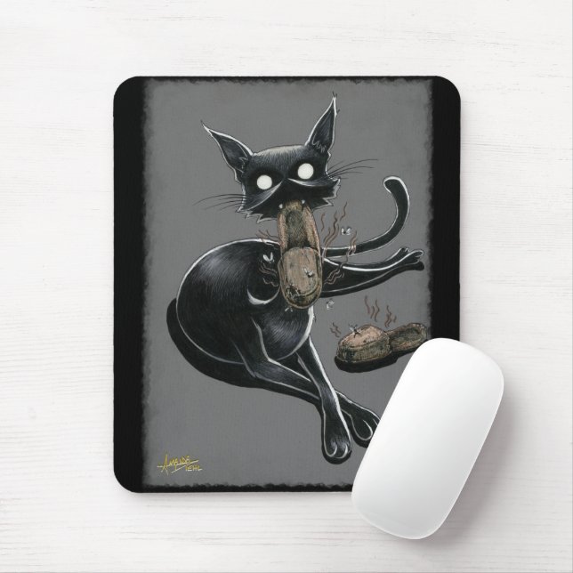 Boo Kitty Eats Slippers Mouse Pad (With Mouse)
