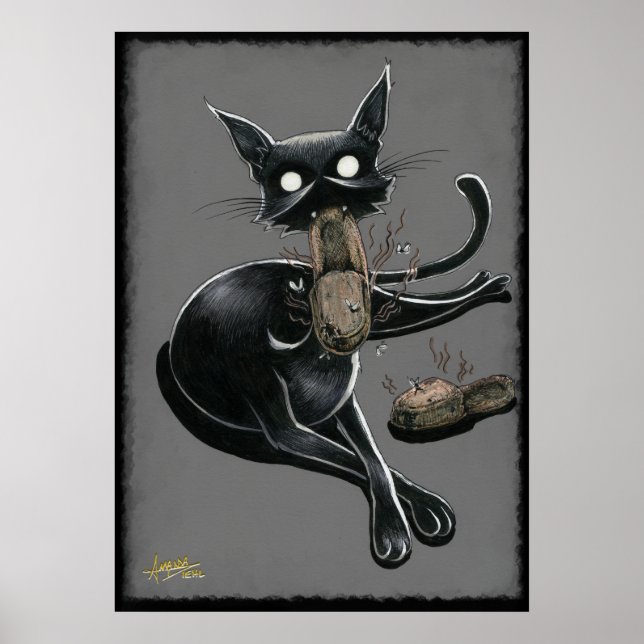 Boo Kitty Eats Slippers Poster (Front)