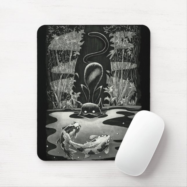 Boo Kitty Goes Fishing Mouse Pad (With Mouse)