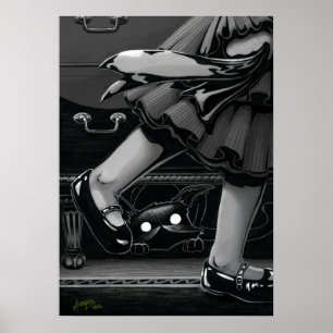 Boo Kitty Hides Under the Furniture Poster