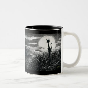 Boo Kitty in the Moonlight Two-Tone Coffee Mug
