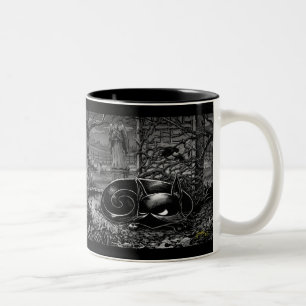 Boo Kitty Naps in a Cemetary Two-Tone Coffee Mug