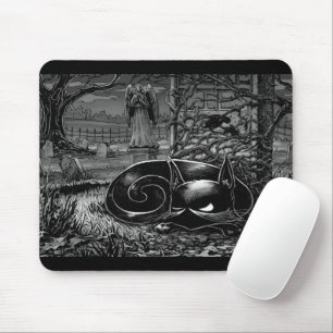 Boo Kitty Naps in a Cemetery Mouse Pad
