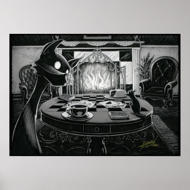 Boo Kitty Plays Cards Poster (Front)