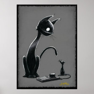 Boo Kitty Ponders Mouse Traps Poster